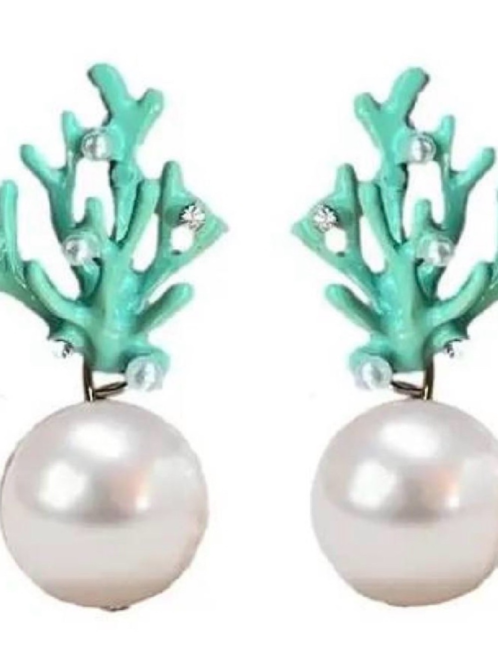 Pearl and Turquoise Coral
Mini Statement Earrings
